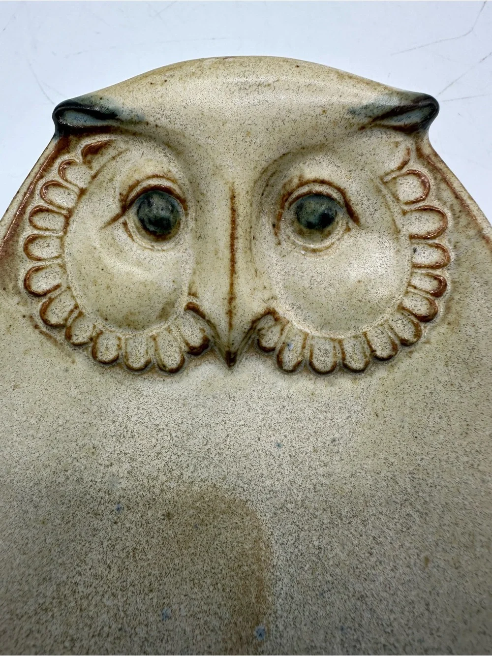 Vintage OCTCI Owl Art Pottery Stoneware Spoon Rest 8x3